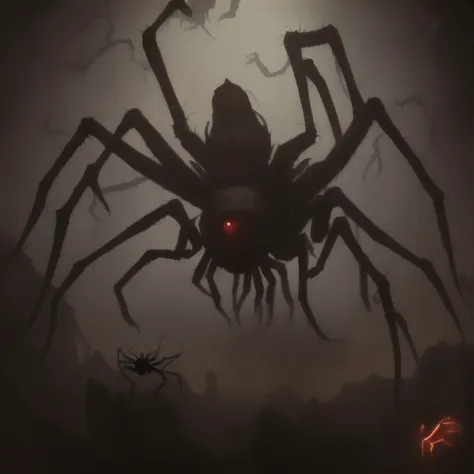 there is a spider that is sitting on the ground, an ugly giant spider, giant spider, monster concept art, d & d beholder, scary ...