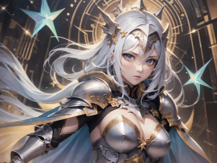 ((highest quality)),(ultra high resolution),(Super detailed),(detailed description),((best CG)),(best work of art),super precision art,amazing drawing art,(Fantasy art with precise details:1.5), (female knight:1.7),(beautiful and well-shaped face:1.6),(Gli...