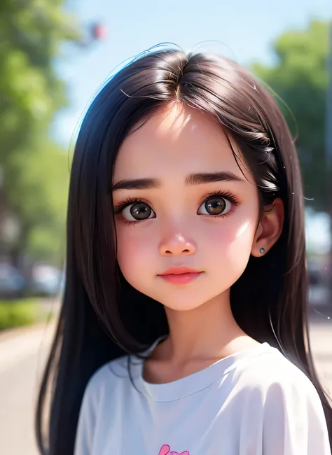 super cute girl ip by popmart,natural light,adorable,youthful,animated, pixar style, a woman with long, dark hair is wearing a w...