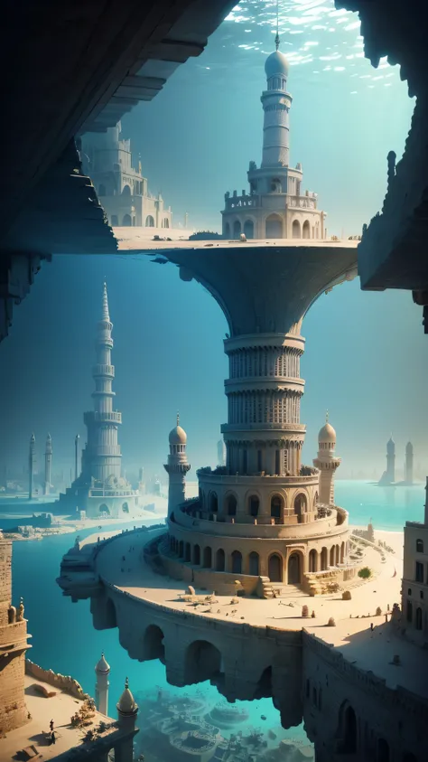 underwater city of alexandria in egypt, 8k, high quality