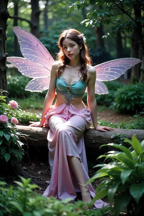 realistic photography, beautiful fairy ,fantasy forest