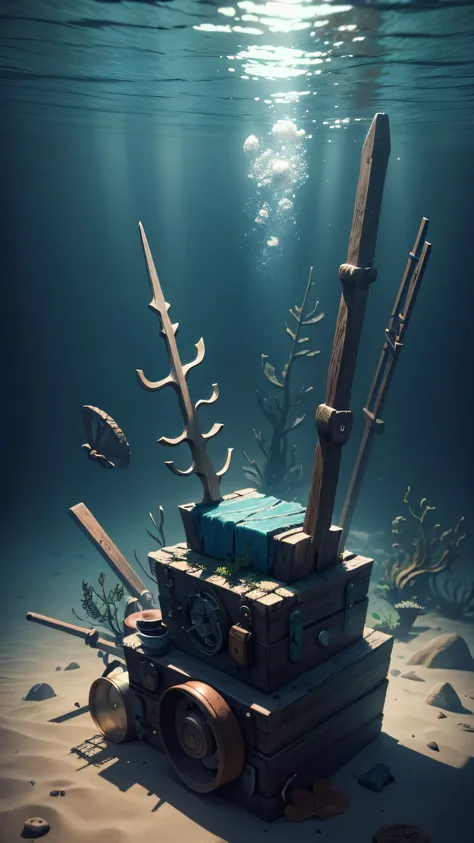 underwater artifacts, 8k, high resolution 