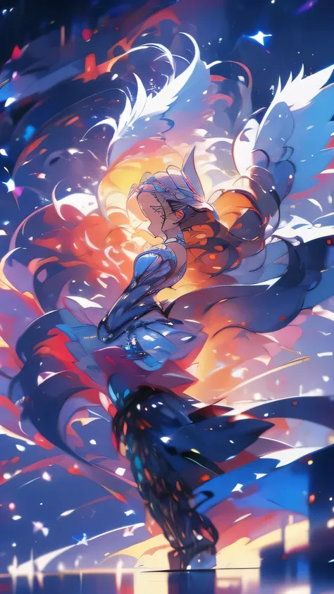Fantasy, night, white swan, ballet, Flowing graceful hair, pretty, night