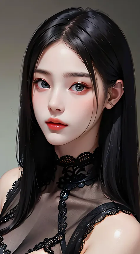 (((nsfw1.5))), 20 year old woman、black haired、(top fade:1.3)、dark theme、calm tone、calm colors、high contrast、(natural skin textur...