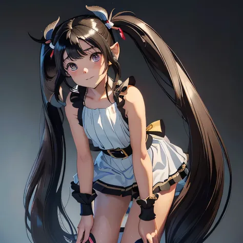 (((masterpiece))),(((highest quality))),(((very detailed))), Mysterious, Bright colors, shiny , (very long hair that reaches down to the calves:1.5), (twin tails:1.5), (beautiful little brown black hair:1.5), (Extremely realistic high definition hair:1.3),...