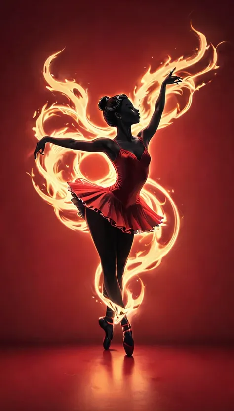 candle, red background, digital art style, simple lines
silhouette of a ballet dancer dancing beautifully, flame dancing with th...