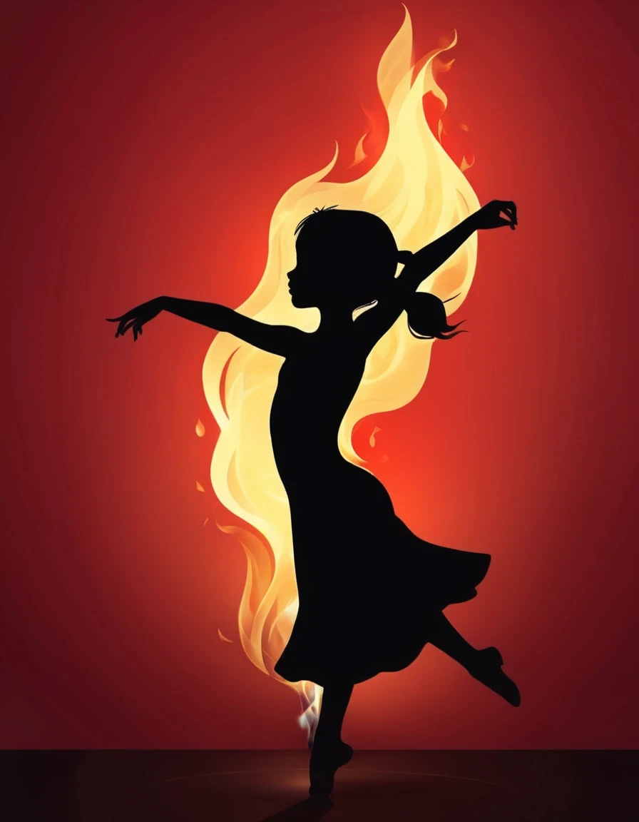 Candle, red background, digital art style, simple lines
Little girl dancing beautifully silhouette of a flame dancing with the light in simple lines, illustration, red background, cartoon, solid color background, texture, candlelight, warm atmosphere, myst...