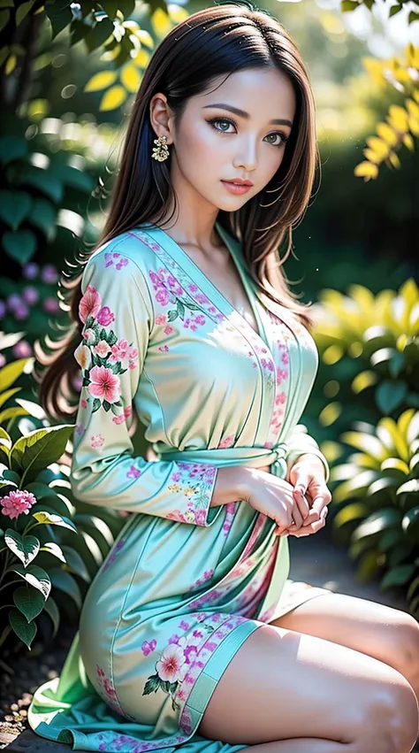 a girl in a floral garden, vibrant with colors, ((photorealistic)),((hyper realistic)),((sharp focus)),(highest resolution),(the...