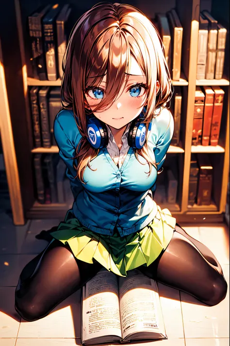 ((nakano miku)),(masterpiece, best quality:1.2), ((young girl)), (cute) ,((nfsw:1.5)), ((beautiful eyes)),((brown hair)),( hair between eyes) ,(long hair), asymmetric hair, half updo hair, ((blue eyes eyes)), bokeh , (correct anatomy:1.6), ((she is in scho...