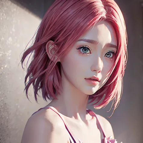 Sakura beautiful and tall short hair anime super realistic and well detailed