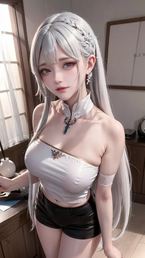 a white hair、Close-up of woman wearing white mask, beautiful figure painting, guweiz, Gurwitz style artwork, White-haired God, author：Yang Jie, Epic and beautiful character art, Stunning character art, author：FAN Qi, by Wuzhun Shifan, pixiv art station str...