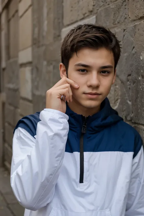 17 year old boy covering his face