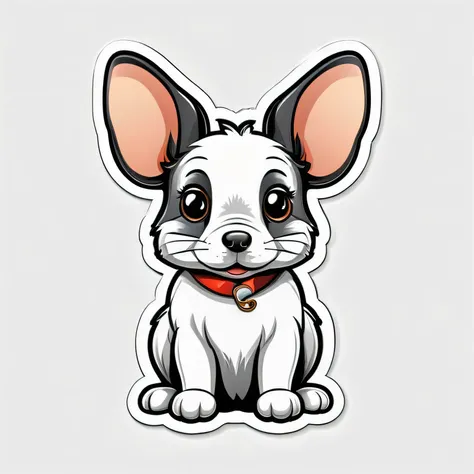 Meisterwerk, Best quality, Ultradetailliert), (Best quality)), ((Meisterwerk)) a vector illustration for a t-shirt design, Animal from dog mouse rabbit that is cute. background white. 2D im Sticker-Style 