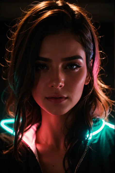 fashion portrait color photography, mujer, neon lights