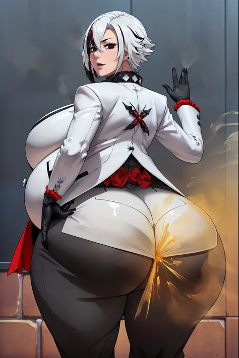 (top-quality, in 8K, 32K, masterpiece, A high resolution, Impressionism, Photorealsitic:1.2, anime style), (((((detailed faces and eyes, beautiful face, black eyes, red x-shaped pupils, cold expression))))), (((Masterpiece, 1 mature female, solo, Arlecchin...
