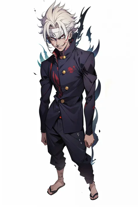 a cartoon image of a man in a japanese highschool uniform, joker looks like naruto, joker as naruto, full body devil man, anime character; full body art, full body with costume, evil standing smiling pose, anime full body illustration, anime character, ful...