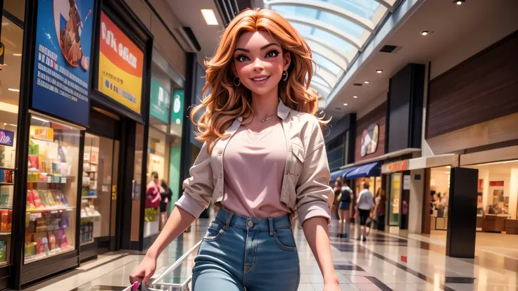 (best quality,4k,8k,highres,masterpiece:1.2),ultra-detailed, College Girl shopping in a mall, strutting her stuff, Smiling and laughing, Flirting with the viewer, HDR, 8k, absurdres, cinestill 800, sharp focus, add_detail:3 (solo woman) b1mb0