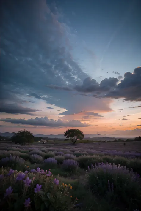 Realista,paisagem,Violet sky