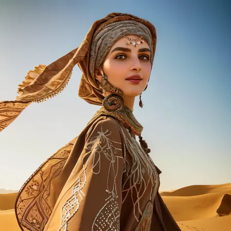 (best quality,4k,8k,highres,masterpiece:1.2),ultra-detailed,(realistic,photorealistic,photo-realistic:1.37),arab girl in arab dresses,ornate and vibrant patterns,expressive eyes and captivating smile,traditional headscarf and jewelry,flowing and intricate ...