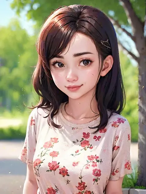 super cute girl ip by popmart,natural light,adorable,youthful,animated, pixar style,medium length hair, portal pink backround