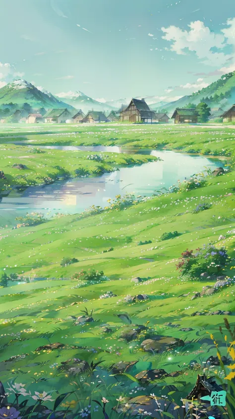 anime rural scenery, paddy和流淌的河流, a beautiful artistic illustration, by xia yong, japanese countryside, by zhang zongcang, lands...