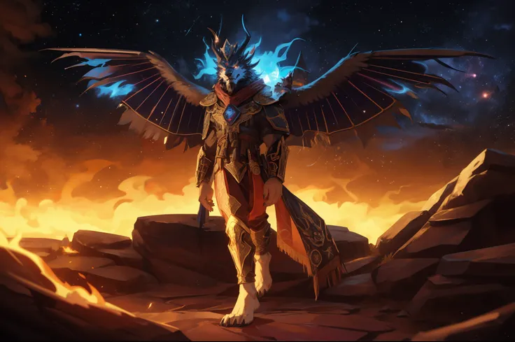 (((Barefoot furry character, full body, cinematic setting, male))) 

Sanctus Dominus
Infernus ad astra
Across the galaxy a new force of evil is rising
Wizards of chaos fighting the throne of brave king of Dundee
Entwined by mystic spells, they know where t...