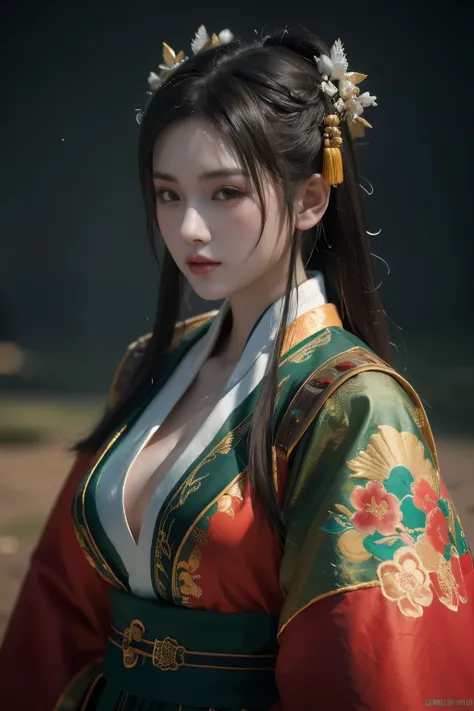 Game art，The best picture quality，Highest resolution，8K，(A bust photograph)，(Portrait)，(Head close-up)，(Rule of thirds)，Unreal Engine 5 rendering works， (The Girl of the Future)，(Female Warrior)， 
20-year-old girl，(The generals of ancient China)，An eye ric...