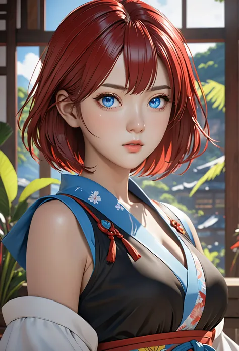 Japanese cartoons, (((portrait of he said))), 一个female人, (((red hair))), (((blue eyes))), (((female)), 8K, unreal enGine, octane rendering, by kyun, GamanG, Yin Jianzhi, G.arrive, Gosonjak, Shrupp, Serious, Domi, Noah, trendinG on pixiv, Fan Box, Skibb, ma...