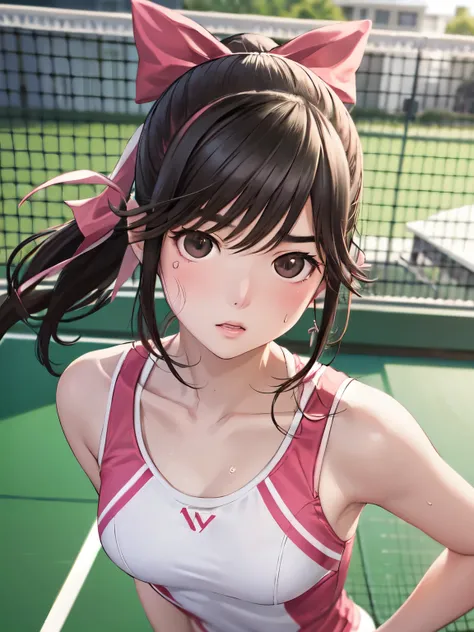 super detailed game cg, (high resolution:1.1),(absurd:1.1), anime, tennis court、pretty girl, 1 girl, takane manaka, small breast...