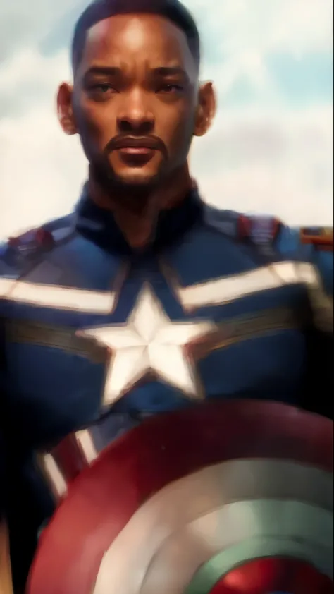 . .Tarantino style Will Smith as Captain America 8k, high definition, detailed face, detailed face, detailed eyes, detailed suit, in style of marvel and dc, hyper-realistic, + cinematic shot + dynamic composition, incredibly detailed, sharpen, details + su...