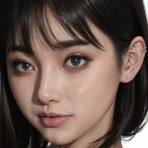 Close-up of woman with pierced ears, kawaii realistic portrait, 8k portrait rendering, Realistic anime girl rendering, [ 4K realism ]!!, Realistic anime 3D style, [ 4K realism ]!!!, April rendering, 3D animation realistic, High quality realism, High detail...