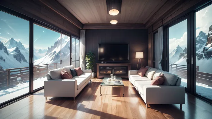 (best quality,4k,8k,highres,masterpiece:1.2),ultra-detailed,(realistic,photorealistic,photo-realistic:1.37),futuristic cyberpunk cabin,mountain view,modern,futuristic technology cabin,metallic finish,sleek design,high-tech,glowing LED lights,neon colors,ad...