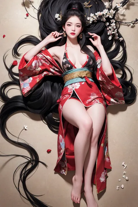 Umalinda warrior sexy, pretty face, Delicious Company, Alluring figure, Wearing a sexy open kimono. The artwork is created in a medium reminiscent of Japanese ink paintings....., Features bold strokes and Monochromatic color palette. artist&#39;Masterful t...