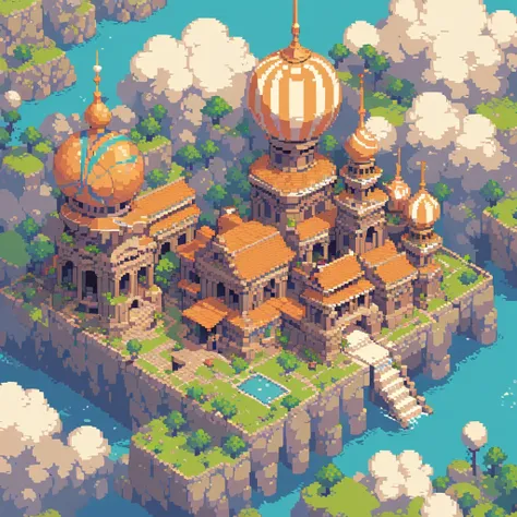 pixel art,top view，best quality, vibrant colors, retro style, detailed landmarks, intricate borders, seamless transitions, nostalgic feel, visually appealing, high-resolution render