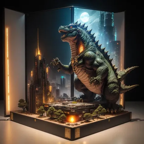 3598年godzilla star realistic model, (Bifurcation, original photo, best quality, masterpiece:1.4),steampunk cyberpunk 6820 godzilla city,(Cyberpunkgodzilla star light:1.3), godzilla star (related to land),(in a godzillabox:1.3),Isometric, godzilla landscape...