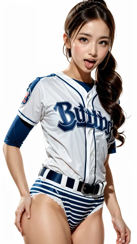 anna_girl, anna_toungueout, ((out tongue)), ((tongue out)), japanese_girl, 18 year old girl, (((baseball uniform:1.1), ((panties...