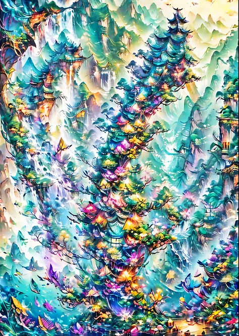 artwork, top quality, better quality, deep sea world, creative backgrounds, spectacular panoramas, rainbow fish, colorful, lots ...