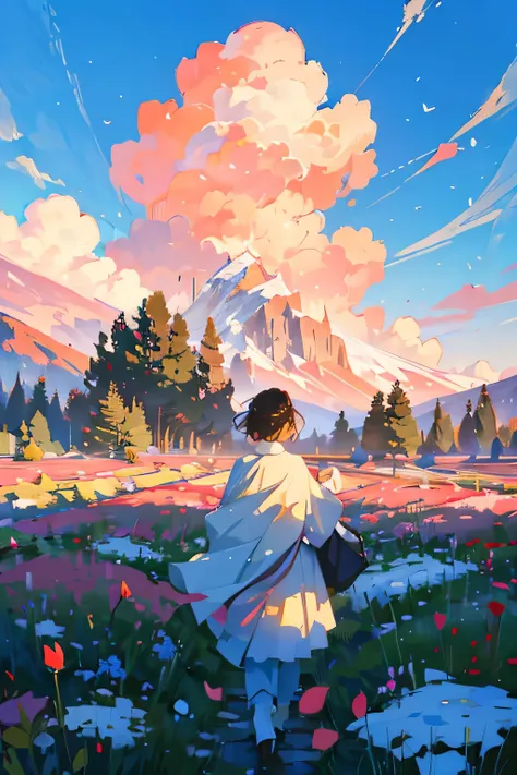 Nestled within a sprawling rose garden, vibrant blooms of red, pink, and white blanket the landscape in a riot of color. Standing tall amidst the blossoms, a solitary tree reaches towards the heavens, its branches outstretched as if embracing the beauty th...