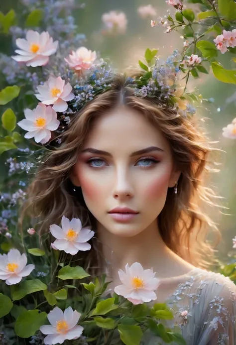 original photo, photography, lifelike, 8k vibrant photos of women in nature, Ultra-detailed, meticulous, dramatic light, meticulous beautiful eyes, Delicate skin, depth of field, gray eyes