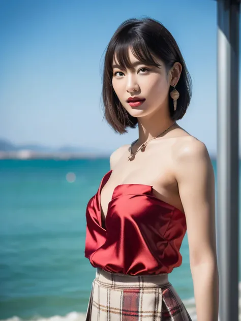 ((highest quality, 8K, masterpiece :1.3)), (realistic, Photoreal:1.4), sharp focus：1.2, 
Bright colors, professional level, shallow depth of field, 
20-year-old, 1 person, A beautiful face with intelligence, 
Supple body :1.3, model body shape:1.5, 頭w:1.4,...