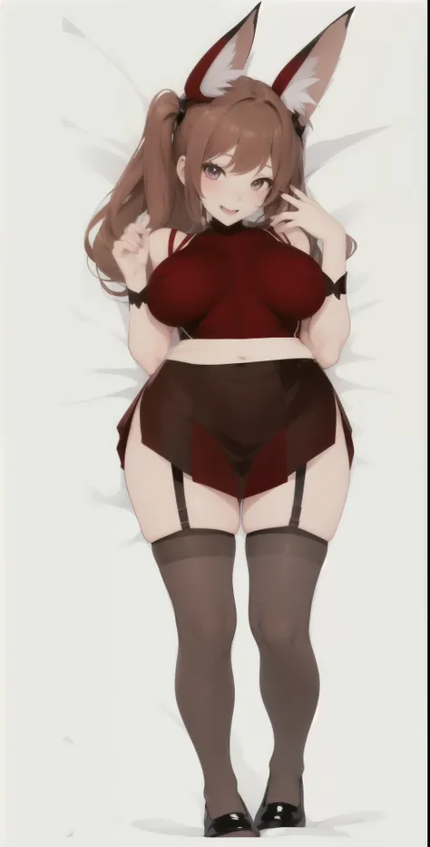 Cartoon image of woman wearing skirt and stockings, Succubus in tight skirt,  !!whole body portrait!!, whole body!, wearing clothes, whole body portrait, , seductive anime girl