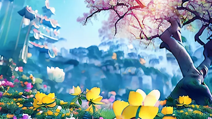 lotus、noon、spring、flower garden、landscape、-figure