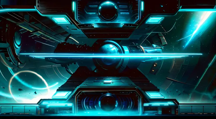 a close up of a blue and black spaceship with a clock, game overlay, videogame background, game hud, cyber background, vhs overl...