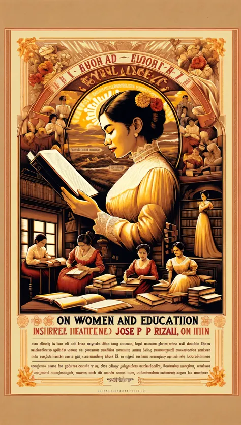 a poster of a woman reading a book in a library