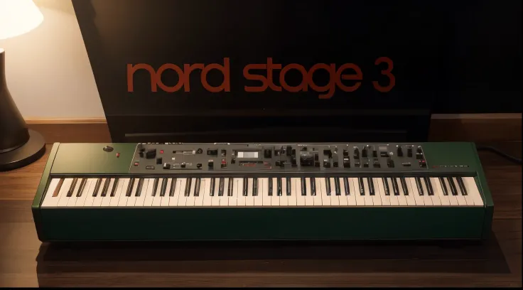 a nord stage 3 mutical keyboard in green