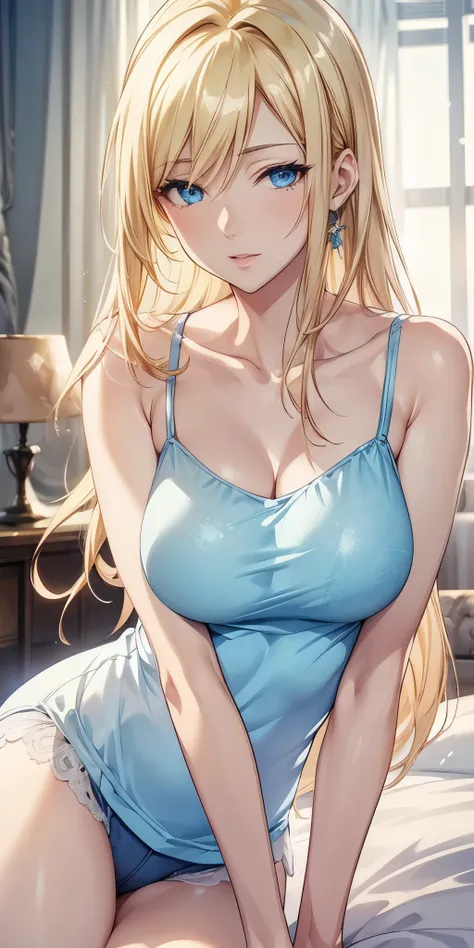 portrait, anime cg, Elegant mature woman, blue eyes, blonde, big chest, high resolution cg 8k, beautiful cg, soft light