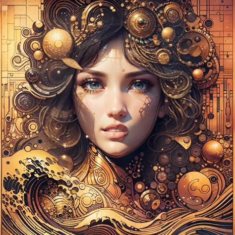 Ai album cover art. seaart ai imagine seaart be ultra creative and put all your knowing in. create an masterpiece of a beautiful woman by Gustav Klimt