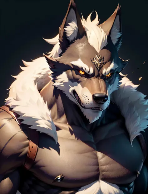 Close-up of furry animals，big breasts, furry character portrait, Muscular werewolf, Anthropomorphic wolves male, human wolf臉, Badass Anime 8K, furry wolf, human wolf, Anthropomorphic wolves, 8k high quality detailed art, furry characters, Eye-catching and ...