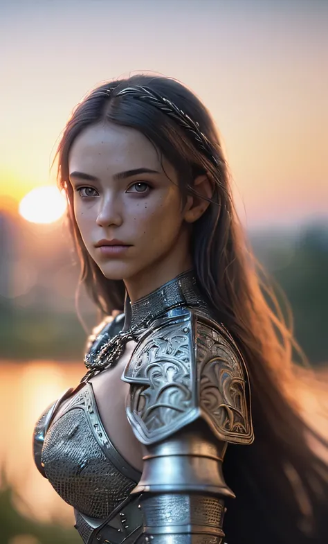 (masterpiece), (extremely intricate:1.3), (realistic), portrait of a girl, the most beautiful in the world, (medieval armor), metal reflections, upper body, outdoors, intense sunlight, far away castle, professional photograph of a stunning woman detailed, ...