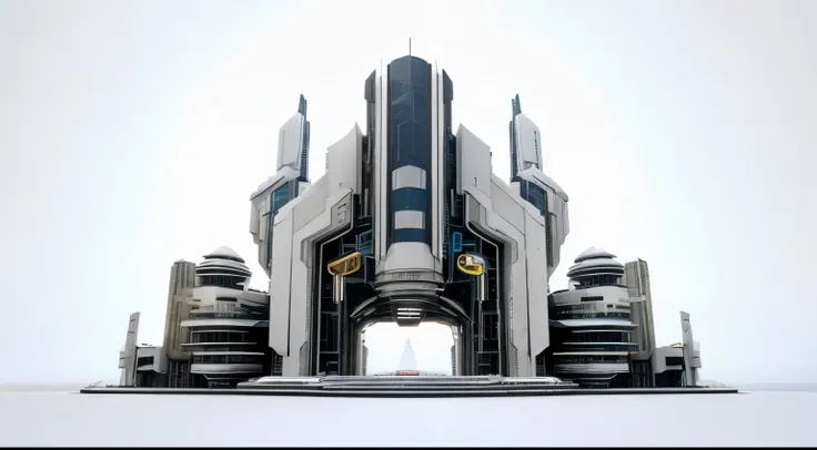 3D futuristic sci-fi white city architecture with organic skyscrapers, for science fiction or fantasy backgrounds, Abstract building